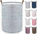 Hot-selling Fashion Stripe Printing Cotton Canvas Cloth Collapsible Laundry Basket for Storage with Lining Basket