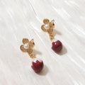 New Design Gold Plated Earringsspring Lucky Flower Pearl Earrings with Red Pendant for Women Jewelry