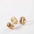 High End 18K Gold Plated Chunky Band Gear Shape Rings Stainless Steel Jewelry Trendy Finger Ring Tarnish Free