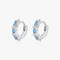 Original Design for Women Fine Jewelry 925 Sterling Silver Sparkling Blue Zirconia Ear Buckles Fashion Hoop Earrings