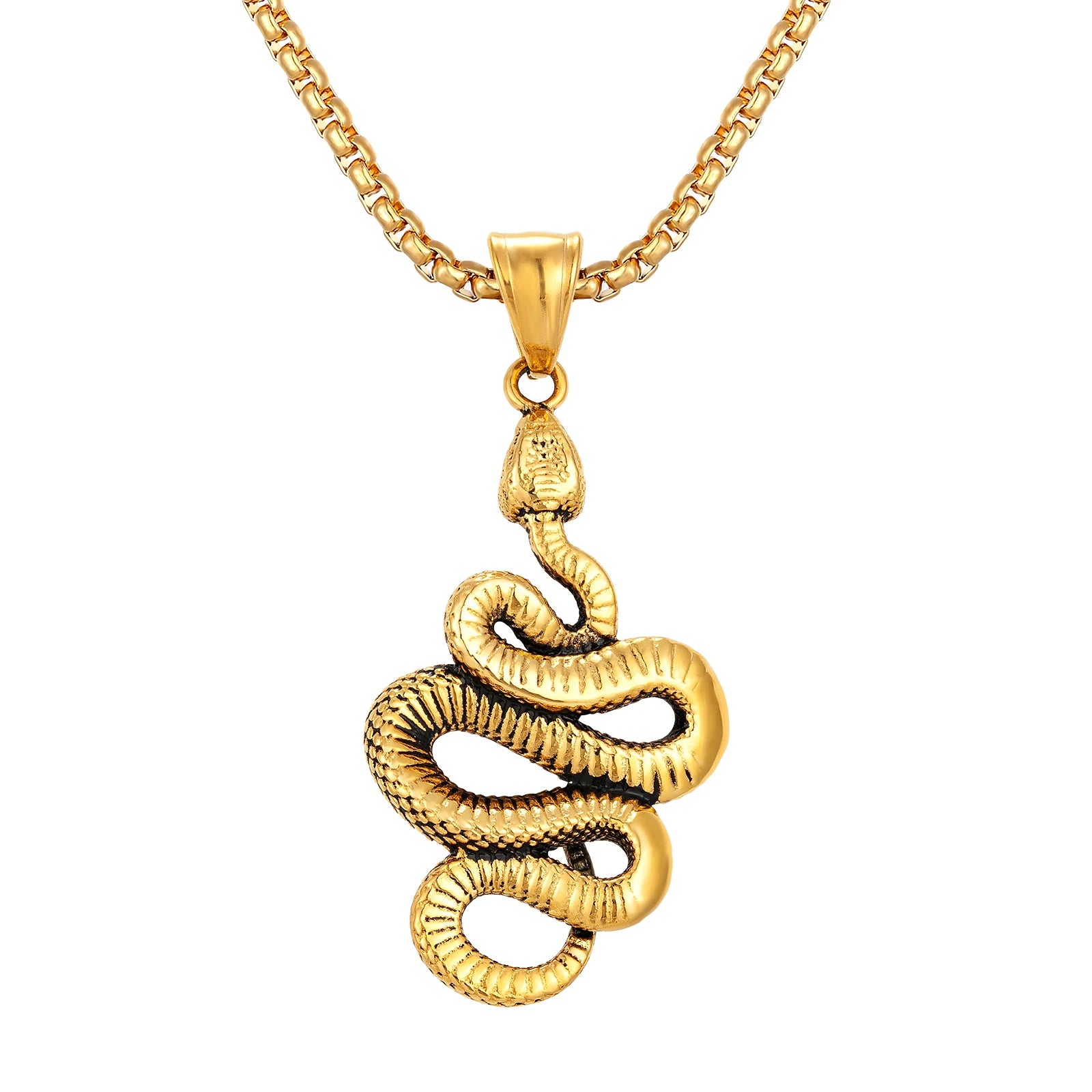 Fashion Men's Jewelry Animal Snake Pendant Stainless Steel Necklace for Man