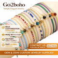 Go2boho Handmade Bohemian Style Bracelets Women Children Colorful Rice Beads Semi-Precious Stones Lucky Fashion Beaded Gifts