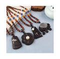 Handmade Blackwood Pendant Necklace Unique Design Fish Flower Elephant Wooden Beads Long Necklace for Women
