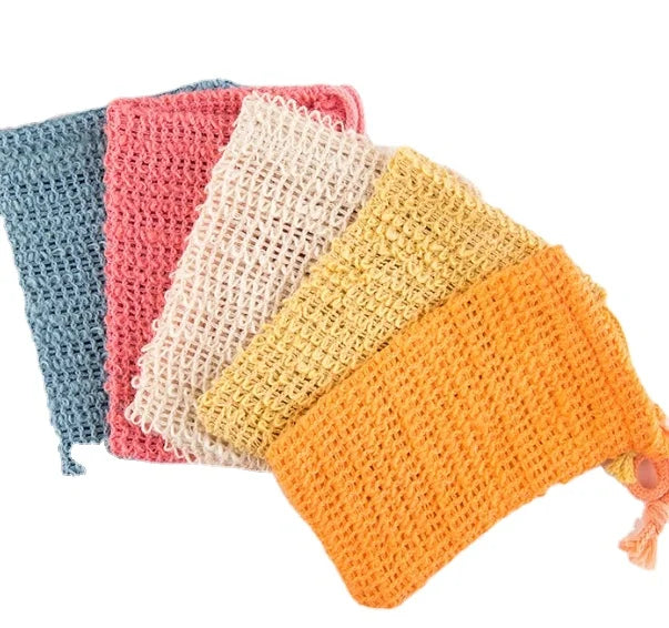 Zero Waste Eco-friendly Cotton Sisal Soap Bags Colored 100% Natural Organic Reusable