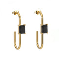 SDA 18K IP Gold Plating Stainless Steel Hok Shape Drop Earrings for Women with 3A Zircon Claw Settings High Quality Earrings