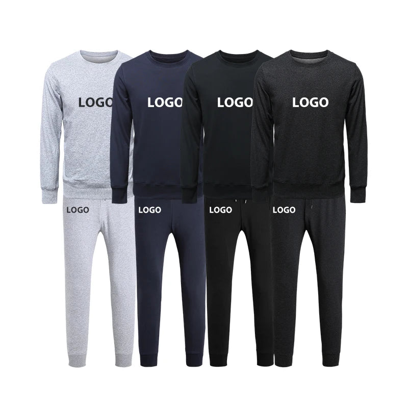 Custom Jogging Gym Hoodies Set Pantsmen Tracksuit Cotton Crewneck Sweatshirt