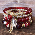 Bohemian Hand String Middle East Ocean Design Multi-layer Beaded Crystal Bracelet Woman