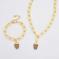 WX902B Natural Stone Charms Bracelet Stainless Steel Diy Bracelet Necklace Christmas Gift Jewelry Sets