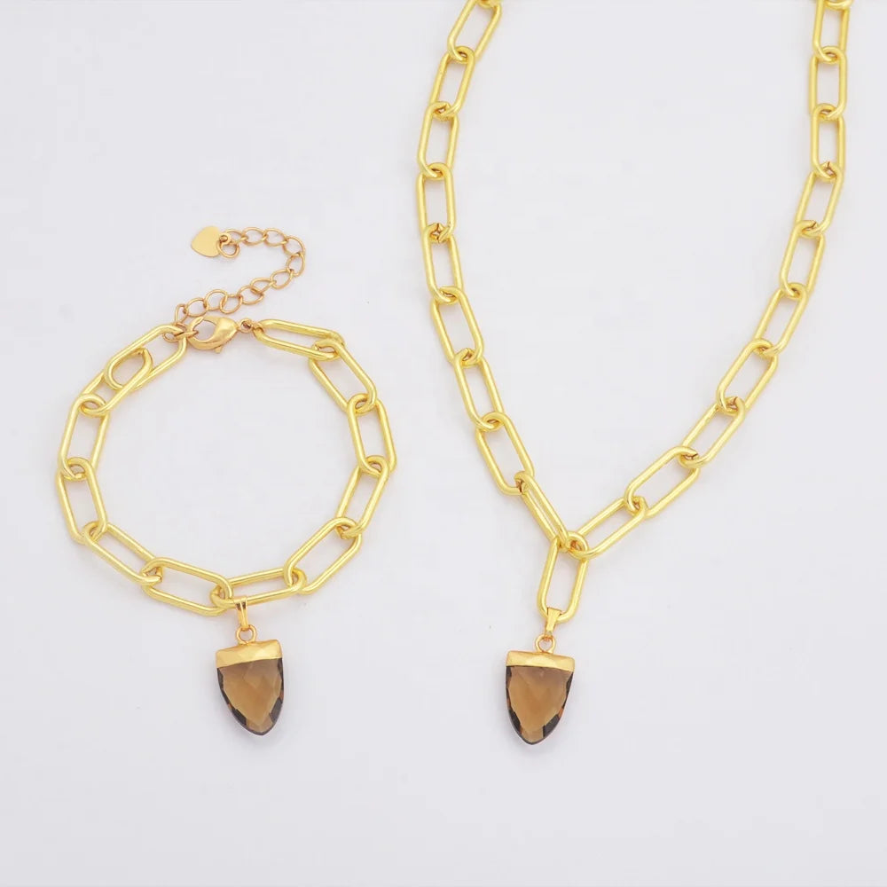 WX902B Natural Stone Charms Bracelet Stainless Steel Diy Bracelet Necklace Christmas Gift Jewelry Sets