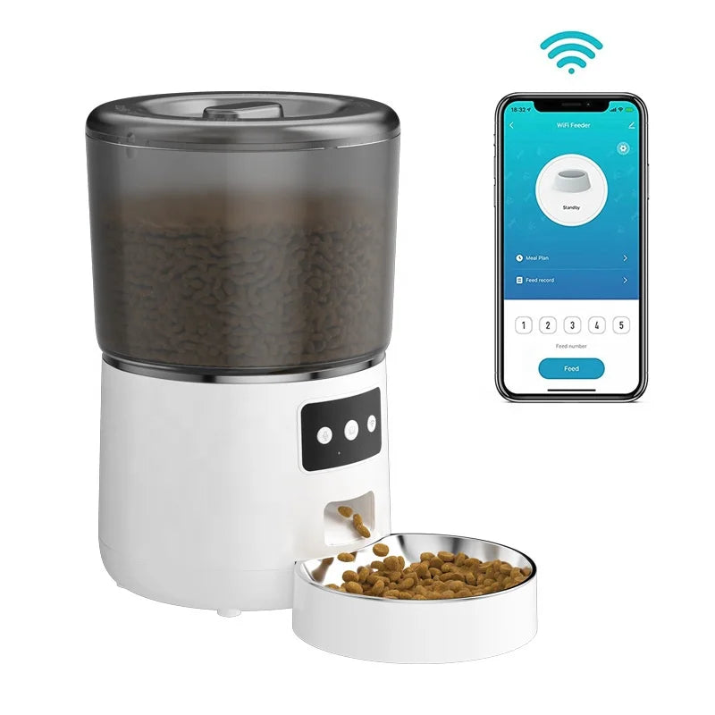 4L Tuya Dog Cat Smart Pet Feeder Wifi Mobile Phone App Remote Control ABS Rounded Charge Feeder Smart WIFI Automatic Pet Feeder