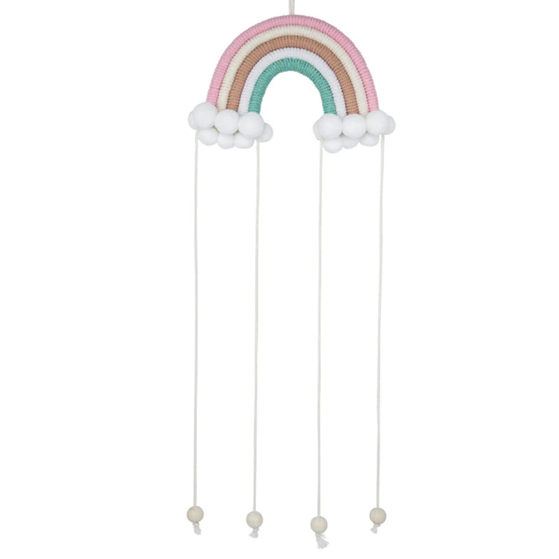 100% Handmade Cotton Macrame Wall Hanging Bohemian Arch Shape Art with Tassel for House Decor Self-adhesive Installation