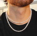 2024 New Trendy Pearl Necklace Men Women Temperament Simple Handmade Strand Bead Stainless Steel Necklace Jewelry Valentine Gift