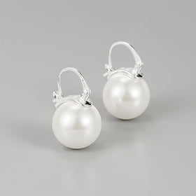 Hoop Large Drop Pearl Earring Fine Jewelry Earrings Women Sterling Silver 925 Jewelry Wholesale