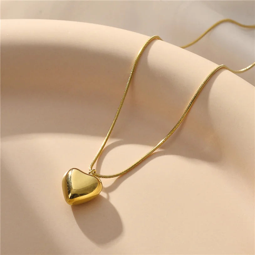 316L Stainless Steel Fashion Fine Jewelry Vintage Minimalism Lovers Love Heart Charms Chain Choker Necklaces Pendants for Women