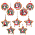 Farmhouse Rustic 3D LED Christmas Decorations Wood Star Shape Hanging Tree Ornaments Set Promotional Party Supplies