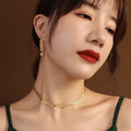 New Fashion Elegant Design Stainless Steel Leaf Style Chokers Necklace Earring Set for Women