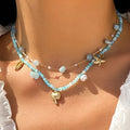 2023 New Arrival Fashion Jewelry Bohemian Crushed Stone Layered Crystal Versatile Collarbone Chain Star Leaf Shell Necklace