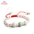 Natural Emerald Jade Three Roses Woven Bracelet for Women Ladies Bracelet Hand Woven Jade Jewelry