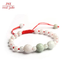 Natural Emerald Jade Three Roses Woven Bracelet for Women Ladies Bracelet Hand Woven Jade Jewelry