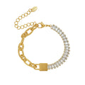 18K Gold Female Jewelry Ins Simple Cold Style Lock Head Zircon Splicing Bracelet Titanium Steel Plated Fashionable Bangles