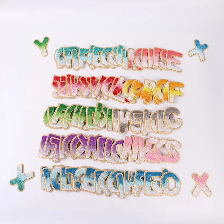 Stick on Gradient Unique Colorful Ombre Patch Self Adhesive 3d Letter Patches for Trucker Hats