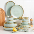 New Products Ceramic Dinnerware Sets Luxury Plates Gold Inlay Modern Light Green for Home & Wedding Use