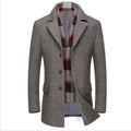 2021 Winter Fast Sell Casual Lapel With Scarf and Cotton Thickening Solid Color Woolen Coat
