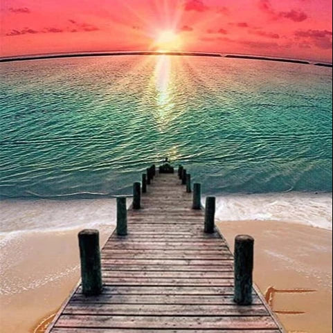 Chenistory  Diamond Painting 5D DIY Full Round Square Mosaic Beach Sunset Cross Stitch Personalized Gift Home Decors