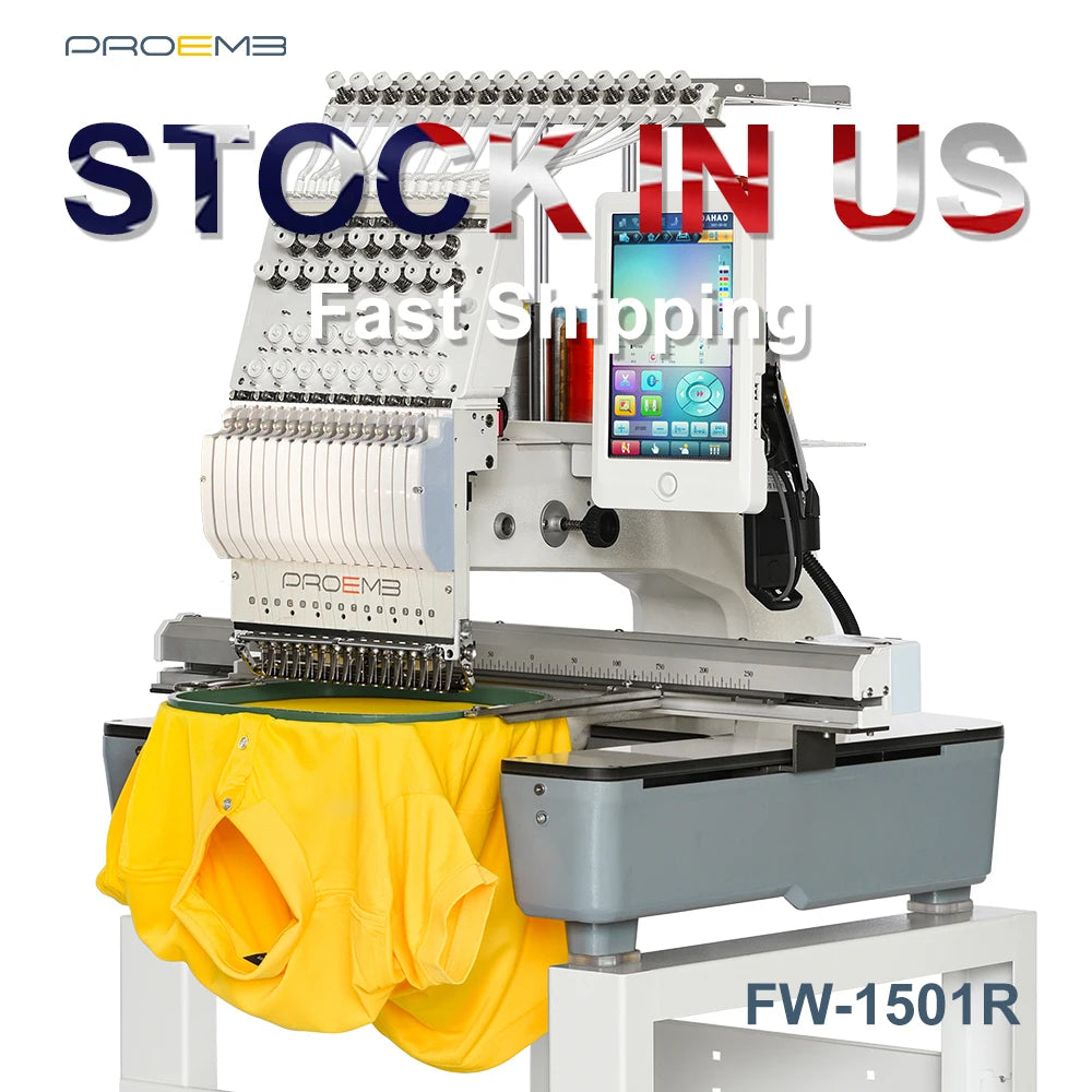 PROEMB 12/15 Needles High Speed 1200rpm  Embroidery Machine Computerized Hot Sale in USA