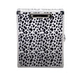 Secure Storage Clipboard with Lock - Durable Metal Clip Board Case - Black and White Cheetah Markings