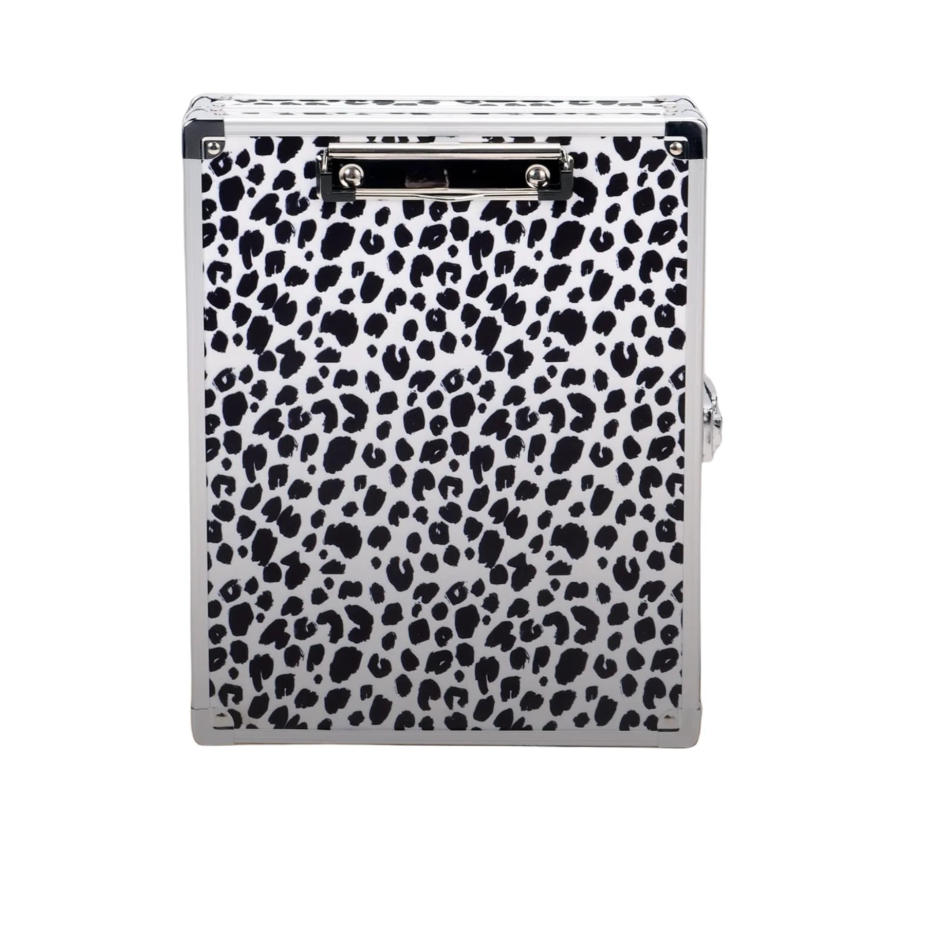 Secure Storage Clipboard with Lock - Durable Metal Clip Board Case - Black and White Cheetah Markings