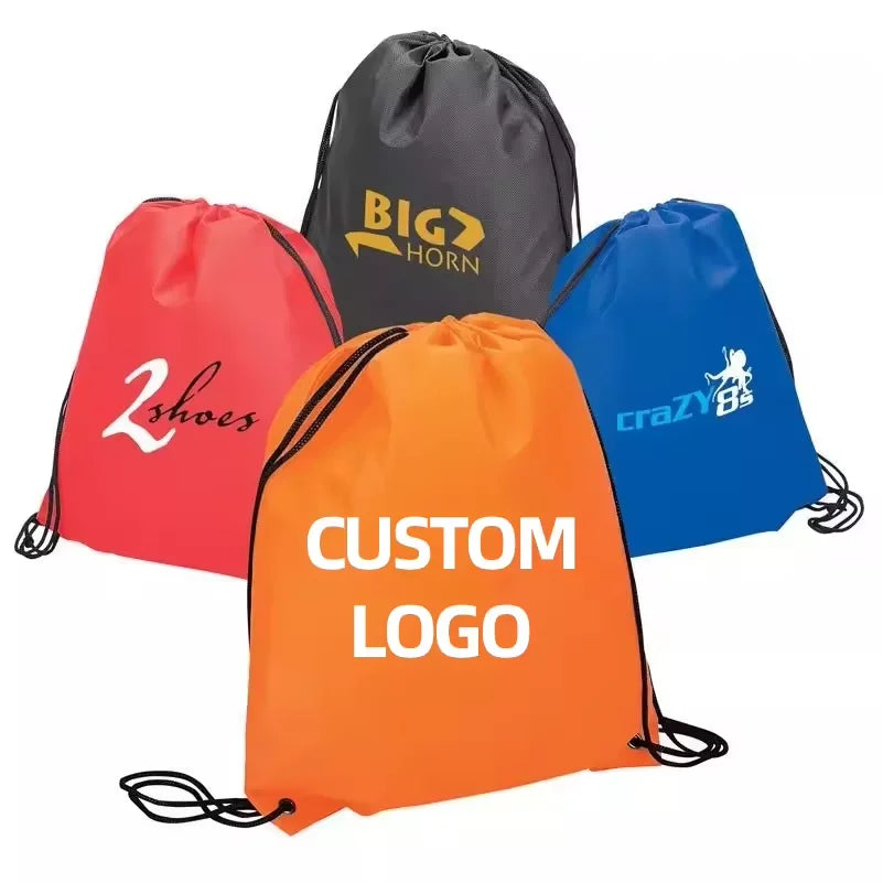 Customized logo Polyester Oxford Packsack Backpack Printing Promotional Drawstring Bag with logo
