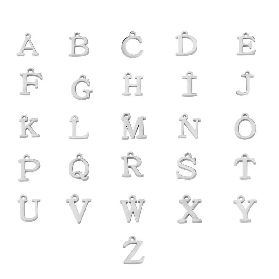 Customized DIY Stainless Steel Mirror Polished Accessories Jewelry Gold Small Hole Beads A-z Letters Charm