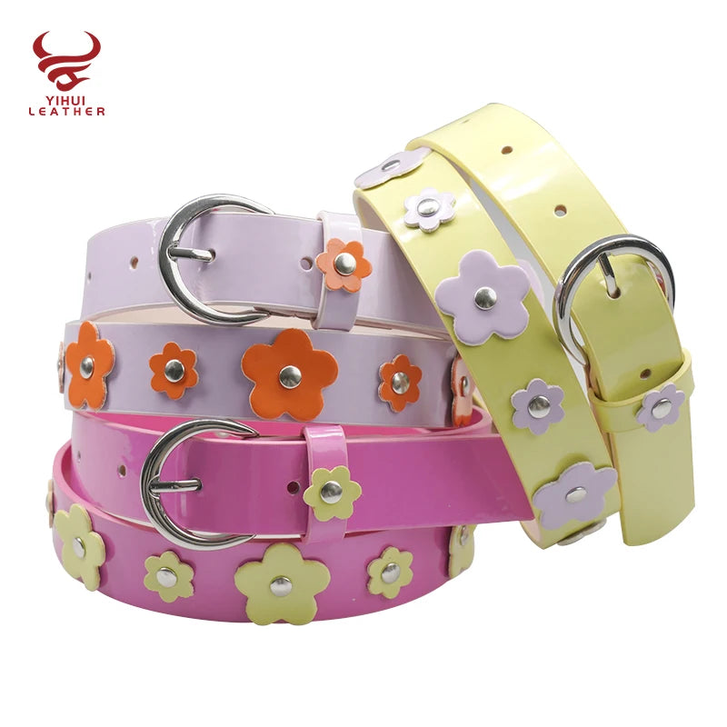 Hot Sale Pin Buckle Toddler Girls Belt Flower Hollow Studs PU Leather Belts for Kids Girls