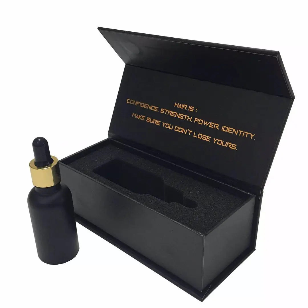 Custom Matte Black Magnetic Cardboard Boxes for Hair Care Recycled Material Sponge Lining for Medicine Use Matt Lamination