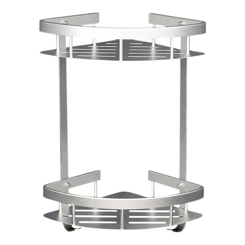 Bathroom Space Aluminum Corner Basket Wall-Mounted Shower Caddy Single Layer Triangle Shelf Bathroom Corner Shelf Organizer