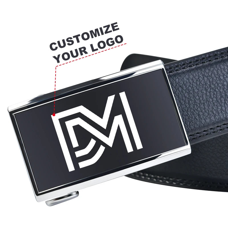 Premium Quality Personalised Automatic Buckle Genuine Leather Belts Custom Logo Buckle