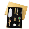 Factory Supply Luxury Metal Gold Fountain Pen Customer Logo Gift Set Retro Feather Fountain Metal Absorbing Ink Pen