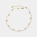 Fashion High End 18K Gold Plated Stainless Steel Waterproof Pearl Bead Flower Choker Necklace Bracelet Waist Chains YF4068