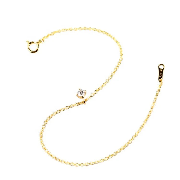 Pure 18k Yellow Gold Lab Grown Diamond Bracelet for Women Girl