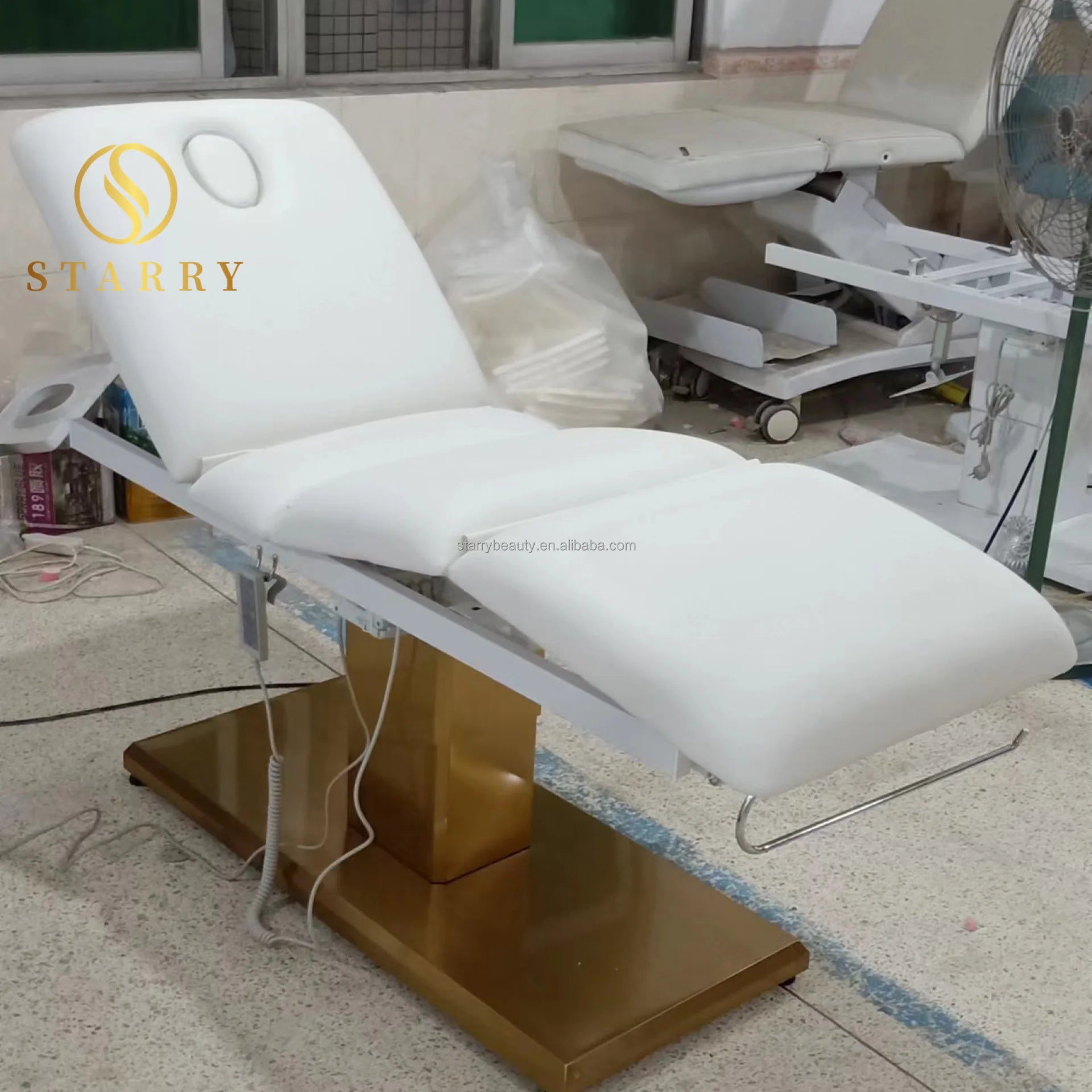 Thermal White Electric Synthetic Leather Portable Modern Foldable Adjustable Salon Furniture Facial Beauty Bed Massage Table
