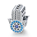 2025 Hot Trendy 925 Sterling Silver Vintage Hand of Fatima Hamsa Charm Fit Original DIY Bead Bracelet Jewelry Gift SCC721