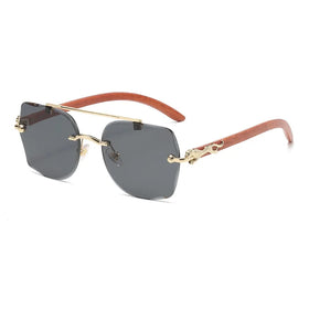 New Fashion Rimless Sunglasses Men Women Oversized Luxury Shades Uv400 Classic Metal Frames Designer Lentes De Sol 2024