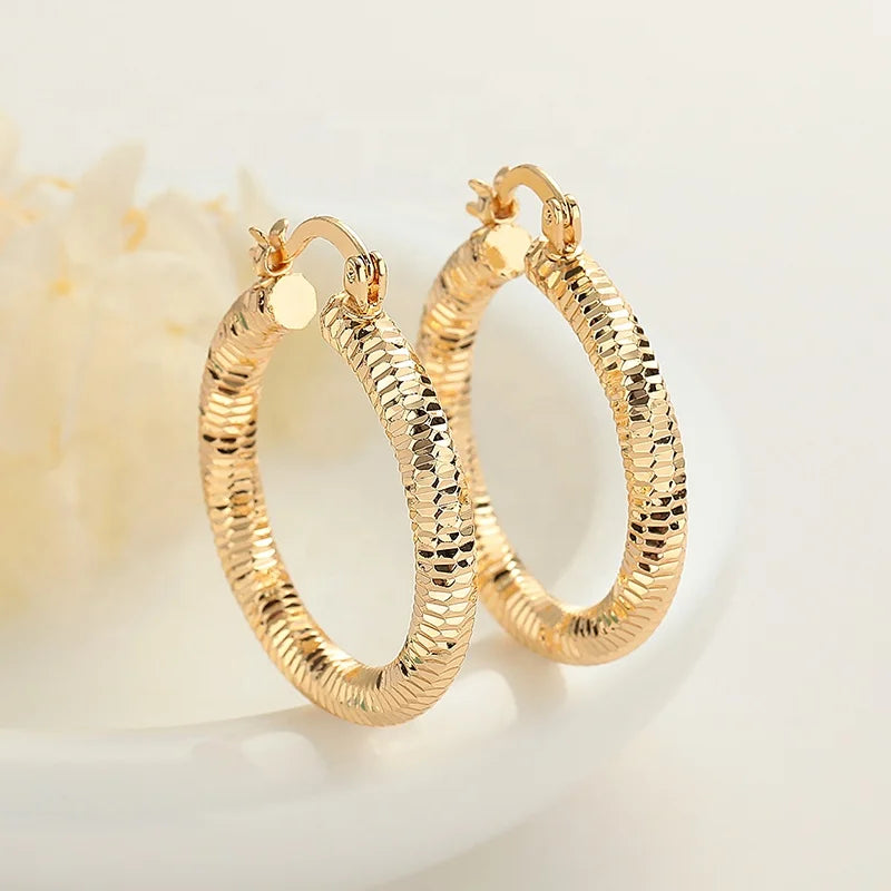 Chic Brass Hoop Bohemian Earrings With Plating 18K Laminated Gold Wholesale Earrings Women Oro
