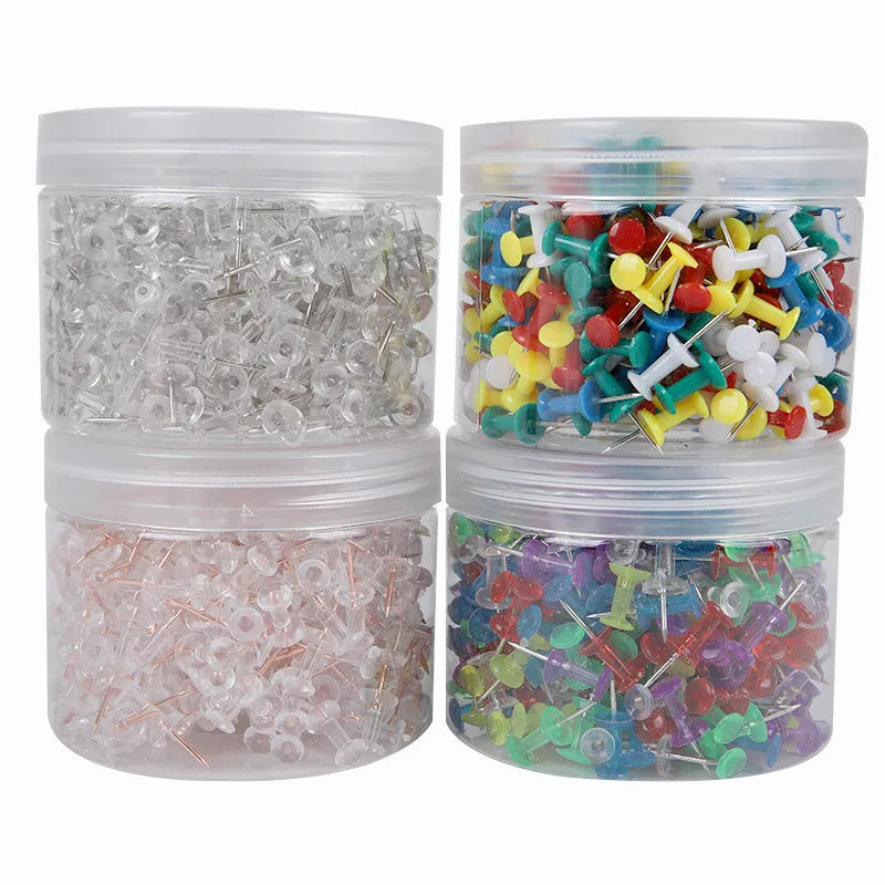 400PCS Multi-Color Wall Nail Pins Map Thumb Tacks Plastic Marking Pinsfor Bulletin Board Fabric Marking Crafts and Office