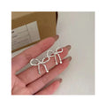 100% 925 Sterling Silver Handmade Break Silver Beads Big Bowknot Stud Earrings Girls Fine Jewelry Gifts