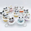 Popular in India Plush Keychains Toys Small Round Basket Cat Simulation Kitty Characteristic Mini Basket Kitten Plushie Keychain