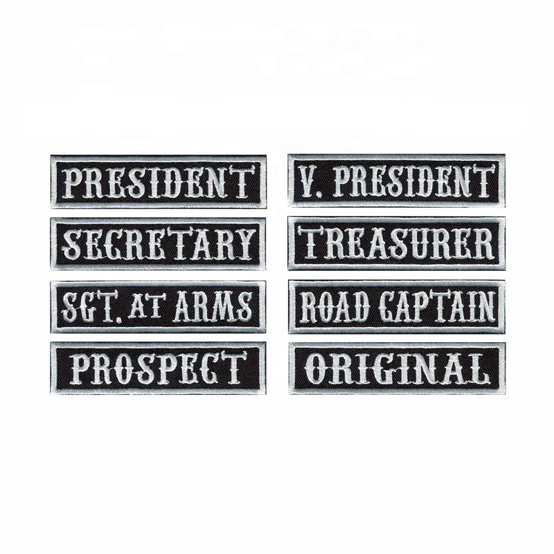 Quality Checking Custom Embroidery 3D Twill Name Patch 110 MM Wide Biker Motorcycle Badge Tag Vest Personalized