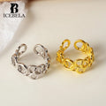 ICEBELA High Quality Wholesale 925 Sterling Silver 18k Gold Plated Women Jewelry Irregular Stacked Circle Open Ring for Girl