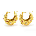 Fine Jewelry Stainless Steel 18K Gold-plated Diamond Earrings French Vintage High-grade Style Ins Earrings
